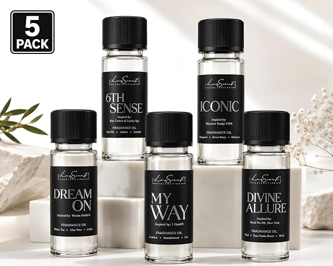 Hotel-Inspired Fragrance Oil Set for Diffusers, 5 Premium Scent Oils
